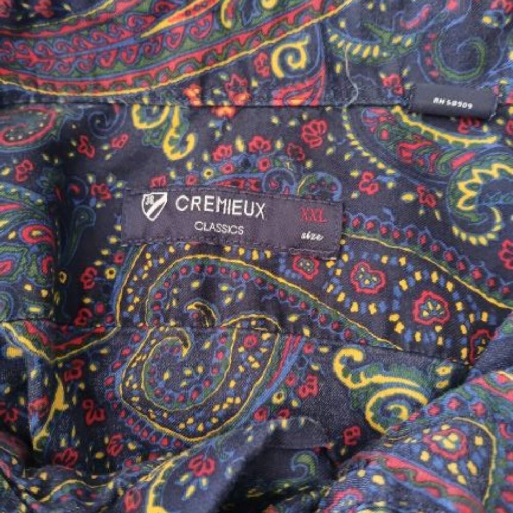 Crémieux Long Sleeve Black Paisley Men's Button-Down Shirt XXL | Gold Red Blue |